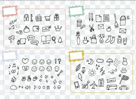 Postcard cute icon set Postcard cute icon set