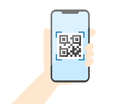 Illustration of reading a QR code with a smartphone Illustration of reading a QR code with a smartphone
