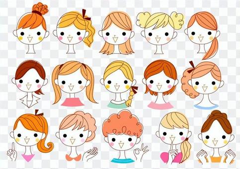 A collection of illustrations of girls A collection of illustrations of girls