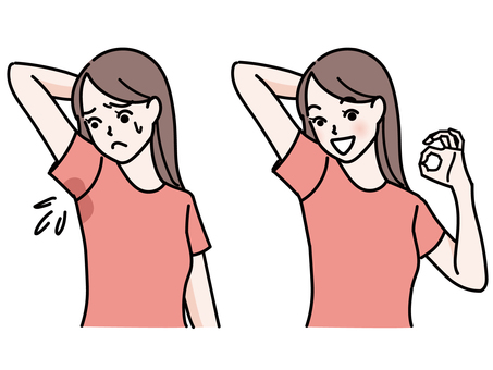 A woman suffering from sweat stains on her side A woman suffering from sweat stains on her side
