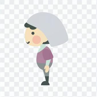 A woman with a hood, sideways A woman with a hood, sideways