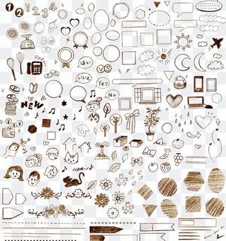 Handwritten girly icon illustration material set Handwritten girly icon illustration material set