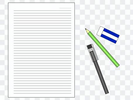 Cut writing instruments and notes Cut writing instruments and notes
