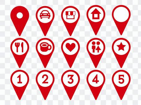 Map pin red set numbered Map pin red set numbered