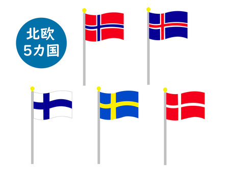 Flag set with balls from 5 Scandinavian countries Flag set with balls from 5 Scandinavian countries