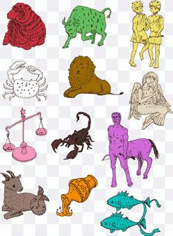 Illustration of 12 constellations Illustration of 12 constellations