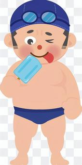Swimmer eating ice Swimmer eating ice