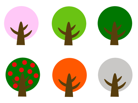 Spring summer autumn winter tree illustration set Spring summer autumn winter tree illustration set