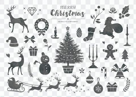 冬のシルエットイラスト クリスマス 白黒 冬のシルエットイラスト クリスマス 白黒