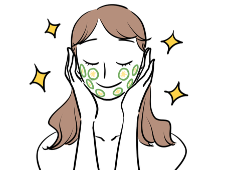 Woman with beautiful skin with vegetable pack Woman with beautiful skin with vegetable pack