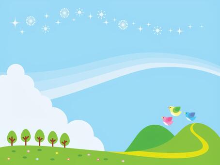 Blue sky and meadow illustration Blue sky and meadow illustration