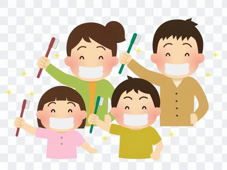 Illustration of a family brushing teeth Illustration of a family brushing teeth