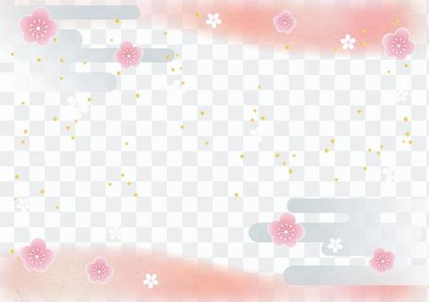 New Year _ plum _ Japanese paper _ frame New Year _ plum _ Japanese paper _ frame