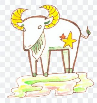 Capricorn painted in watercolor Capricorn painted in watercolor
