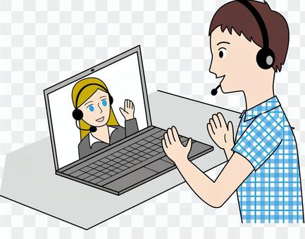 Men receiving online English conversation Men receiving online English conversation