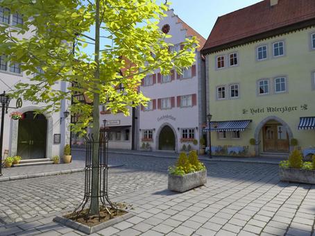 A scenery of a medieval building style city of fine weather A scenery of a medieval building style city of fine weather