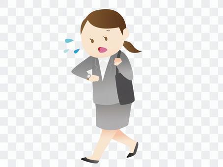A woman hurry A woman hurry