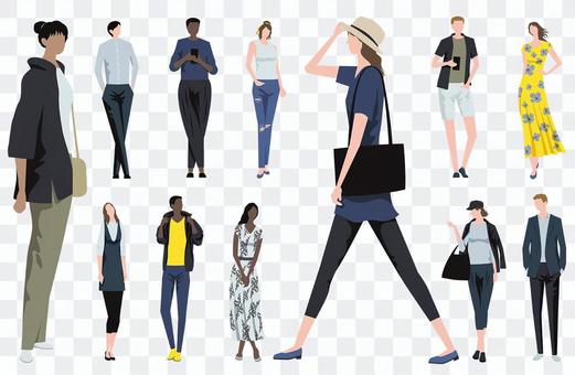 Flat illustration set of fashionable people Flat illustration set of fashionable people