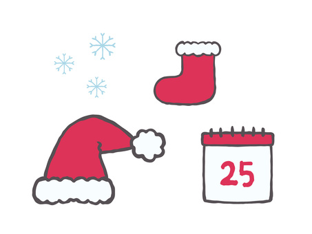 Santa hat Santa shoes snowflakes and calendar Santa hat Santa shoes snowflakes and calendar