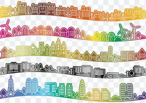 Seamless city illustration set Seamless city illustration set