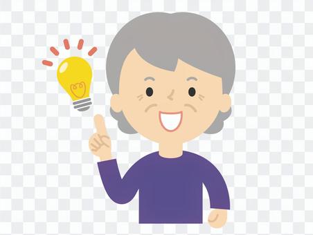 アイデアがひらめくおばあちゃん 電球 アイデアがひらめくおばあちゃん 電球
