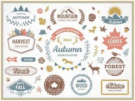 Autumn nature decoration frame and illustration set Autumn nature decoration frame and illustration set