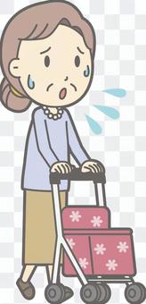 Shopping refugees - getting walked - whole body Shopping refugees - getting walked - whole body