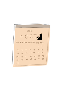 Calendar October 2021 Black cat Calendar October 2021 Black cat