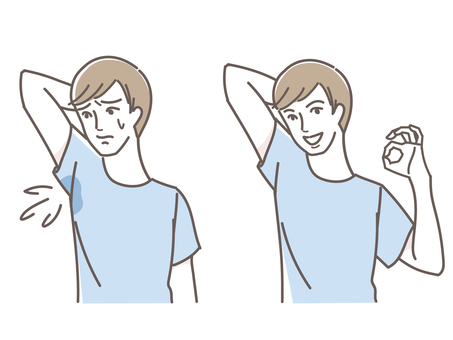 A man suffering from sweat stains on his side A man suffering from sweat stains on his side