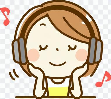 A woman listening to music with headphones A woman listening to music with headphones