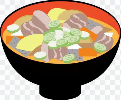 Miso soup with pork and vegetables Miso soup with pork and vegetables