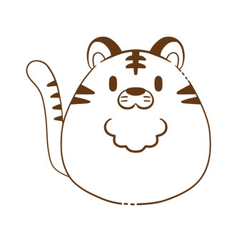 Simple_round tiger line drawing illustration Simple_round tiger line drawing illustration