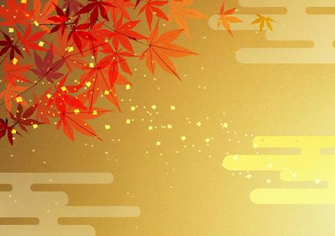 Autumn leaves _ gold foil _ background Autumn leaves _ gold foil _ background