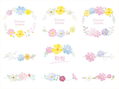 Autumn frame_Autumn cherry blossom decoration frame Pastel style 4 Autumn frame_Autumn cherry blossom decoration frame Pastel style 4