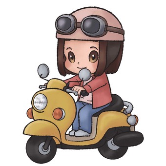 A woman riding a moped A woman riding a moped