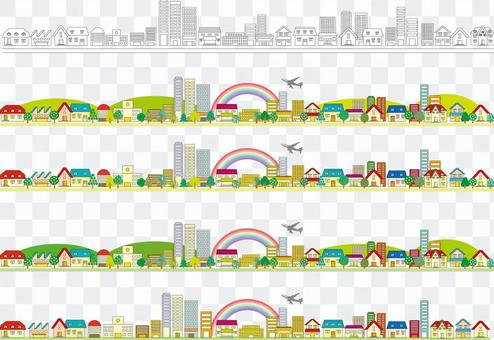 Townscape Trekking Airplane Rainbow Road Downtown Illustration picture Townscape Trekking Airplane Rainbow Road Downtown Illustration picture