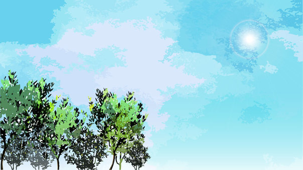 Illustration of blue sky and roadside trees Illustration of blue sky and roadside trees