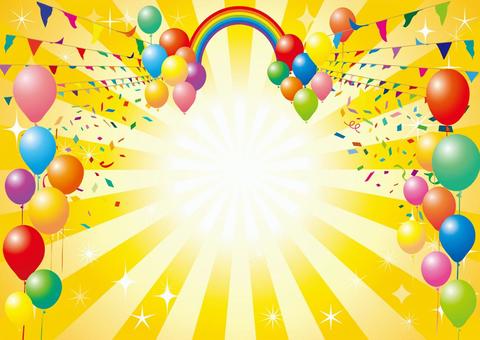 Frame border balloons confetti rainbow Frame border balloons confetti rainbow
