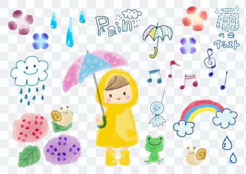 Rainy day illustration set Rainy day illustration set