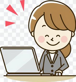 Female employee of a suit 2-16 Personal computer Female employee of a suit 2-16 Personal computer
