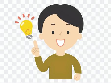 アイデアがひらめくお父さん 電球 気づく アイデアがひらめくお父さん 電球 気づく