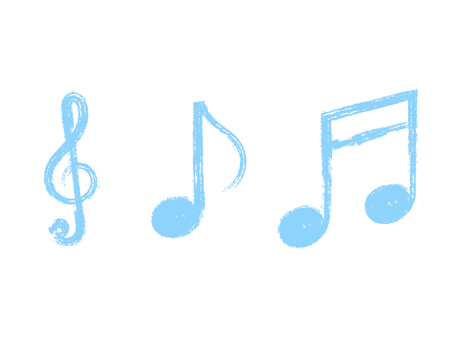 Handwritten treble clef & note set: brush x light blue Handwritten treble clef & note set: brush x light blue