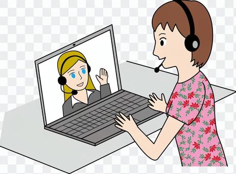 Women receiving online English conversation Women receiving online English conversation