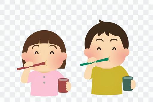Illustration of teeth brushing children Illustration of teeth brushing children