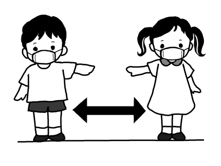 Black and white illustration of social distance Black and white illustration of social distance