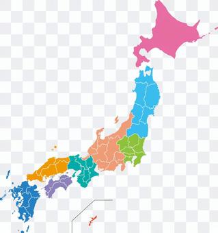 Japan map ~ Regional division ~ Standard simple Japan map ~ Regional division ~ Standard simple