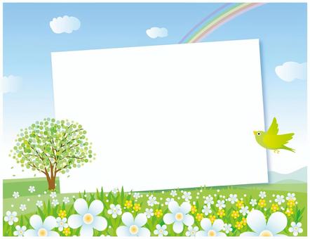 Flower blooming hill landscape frame Flower blooming hill landscape frame