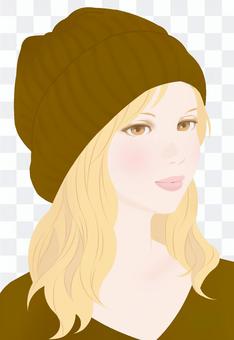 Autumn color knit cap brown Autumn color knit cap brown