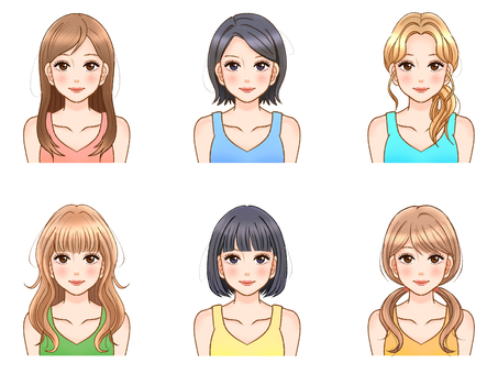 Adult female hairstyle illustration material set 2 Adult female hairstyle illustration material set 2
