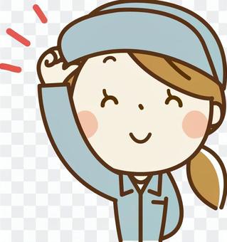 Work clothes wearing a hat woman Work clothes wearing a hat woman